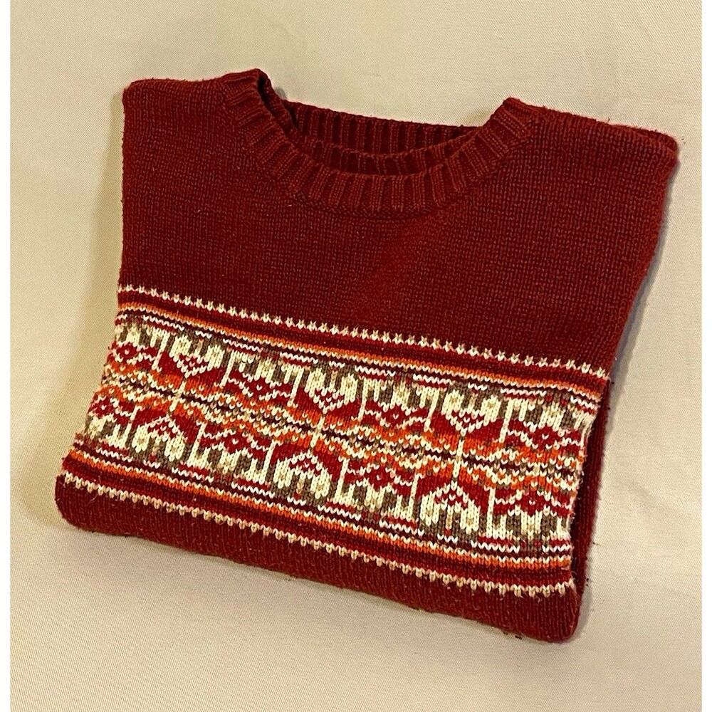 Cherokee Unisex Kids S Fair Isle Crew Neck Knit Long Sleeve Pullover Sweater